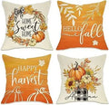 Axyaa Buffalo Check Print Linen Pillow Cover 45x45 for Fall Thanksgiving Decor