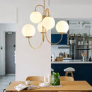 Axyaa White Glass Balls Chandelier Pendant Lamp for Living Dining Room