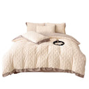 Axyaa Winter Rabbit Velvet Four-Piece Bedding Set in Solid Color