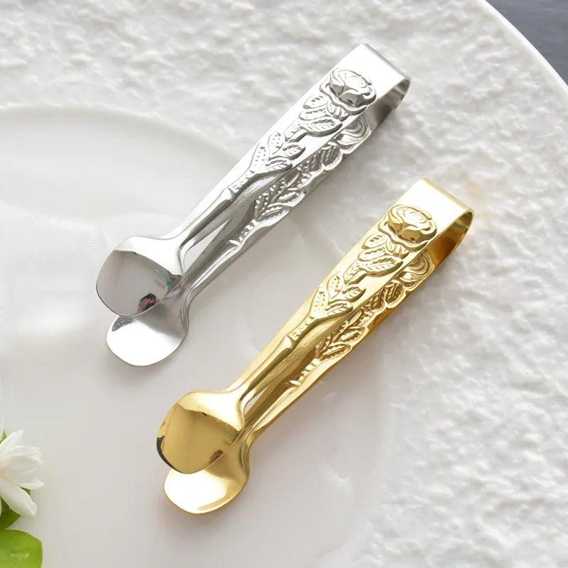 Axyaa Stainless Steel Mini BBQ Tongs for Cooking and Serving