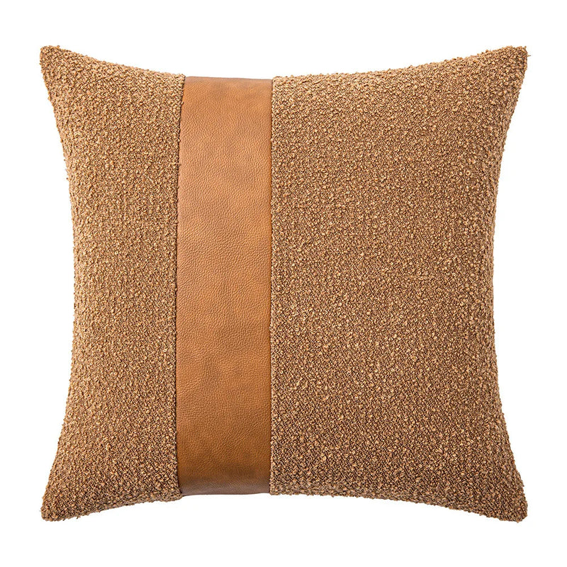 Faux Leather Textured Accent Pillow Cover in 9 Colors by Axyaa