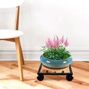 Axyaa Mobile Plant Stand Tray with Wheels - Rectangular Iron Base for Heavy Plants