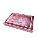Axyaa Pink Mother-of-pearl Seashell Tray: Handmade Fruit Basket Living Room Organizer