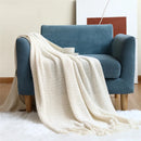 Axyaa Nordic Knitted Throw Blanket with Tassels - Soft Sofa Scarf & Bedspread