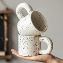 Axyaa Ceramic Breakfast Milk Cup - Splash Ink Design & Thick Handle