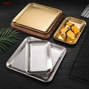 Axyaa Korean BBQ Sandwich Tray: Golden Rectangular Plate for Desserts, Snacks, and Baking.
