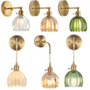 Axyaa Retro Floral Glass Wall Lamp, Modern Bedside LED Sconce