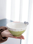 Axyaa Cute Cat Ceramic Soup Bowl - Personal Children's Creative Rice Bowl