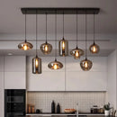 Axyaa Nordic Designer Modern Stairs Smoky Glass Chandeliers Ceiling Light LED