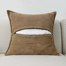 Axyaa Soft Corduroy Striped Border Throw Pillow Covers 18x18 Inch