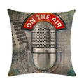 Axyaa Rock Guitar Pattern Throw Pillow Cover: Cotton Linen Cushion for Home Sofa