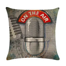 Axyaa Rock Guitar Pattern Throw Pillow Cover: Cotton Linen Cushion for Home Sofa