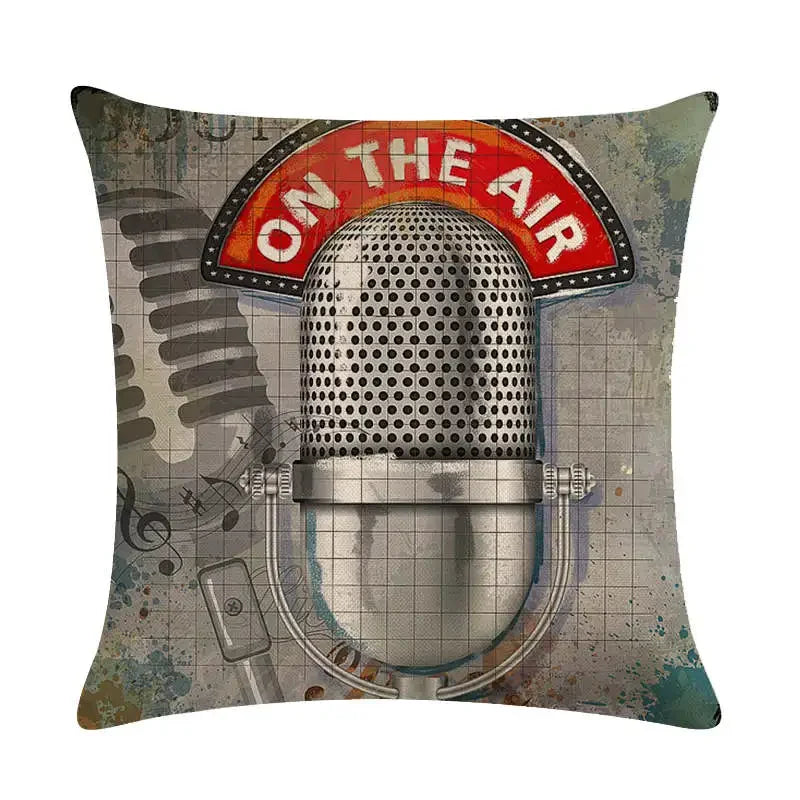 Axyaa Rock Guitar Pattern Throw Pillow Cover: Cotton Linen Cushion for Home Sofa