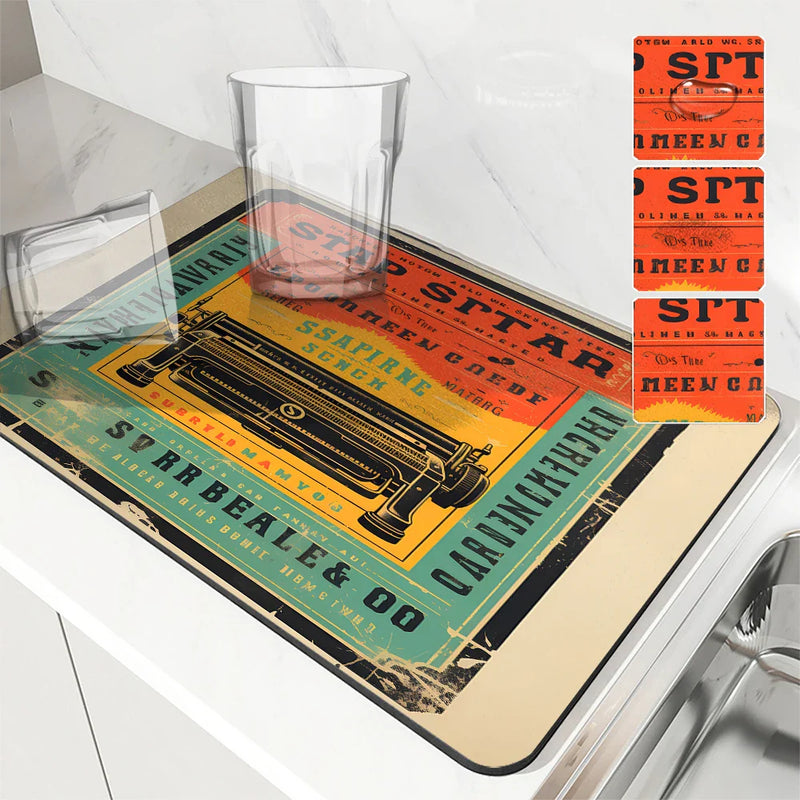 Axyaa Square Coffee Table Drain Pad - Absorbent & Anti-Slip Kitchen Mat