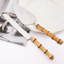 Axyaa Bamboo Handle Stainless Steel Cake Knife for Baking and Serving