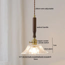 Axyaa Green Glass LED Pendent Lamps Walnut Copper Chandelier