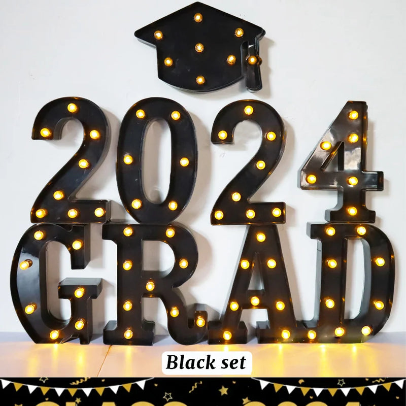 Axya LED Grad 2024 with Bachelor Cap - Class of 2024 Graduation Decorations