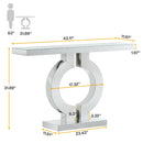 Axyaa Mirrored O-Shaped 43-Inch Console Table: Modern Glass Sofa Table Mirror Finish
