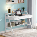 Axyaa 47" Computer Desk with Storage Shelf, Drawers & Monitor Stand