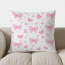 Axyaa Pink Bows & Hearts Pattern Pillow Cover for Sofa, Bedroom, Car