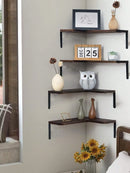 Axyaa Rustic Wooden Corner Shelf for Boho Home Decor and Display