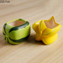 Axyaa Fruits Shape Vase Green Pot Flower Arrangement Creative Cartoon Room Decor