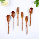 Axyaa Solid Wood Dining Spoon and Fork Set