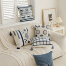 Axyaa Jacquard Embroidery Pillow Cover Set Striped Polka Dot Tassel Cushion Covers