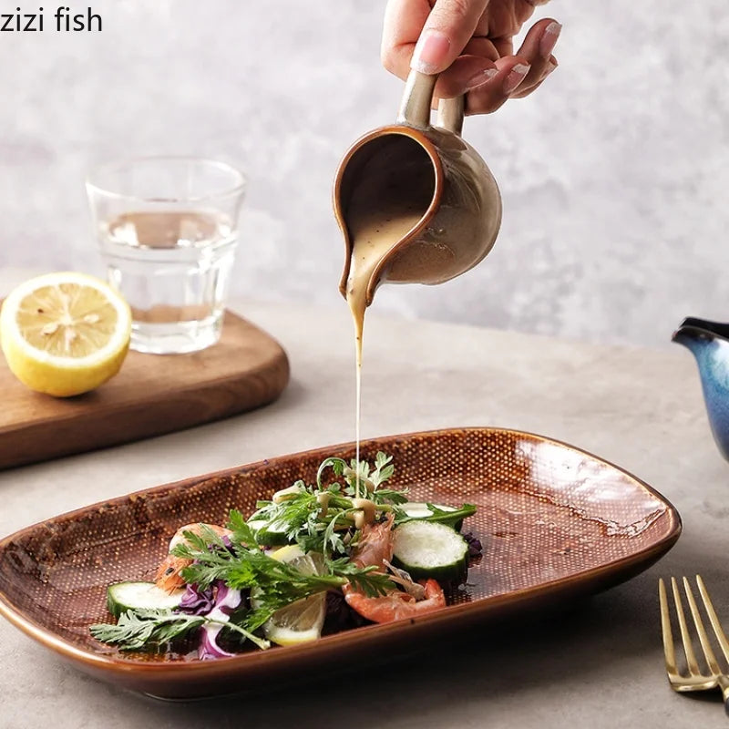 Axya Ceramic Sauce Jugs & Seasoning Dishes Set for Sauces, Gravy, and Snacks