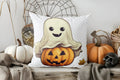 Axyaa Halloween Ghost & Pumpkin Pillow Cover Suitable for Sofa, Bedroom, Car
