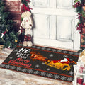 Axyaa Christmas Welcome Mat with Santa Snowman Car Print