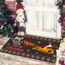 Axyaa Christmas Welcome Mat with Santa Snowman Car Print