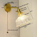 Axyaa Nordic Modern LED Wall Lights Copper Glass Pull Chain Switch Home Decor