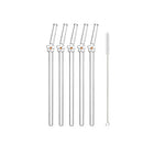 Axyaa Glass Flower Straws Set for Cocktails & Smoothies