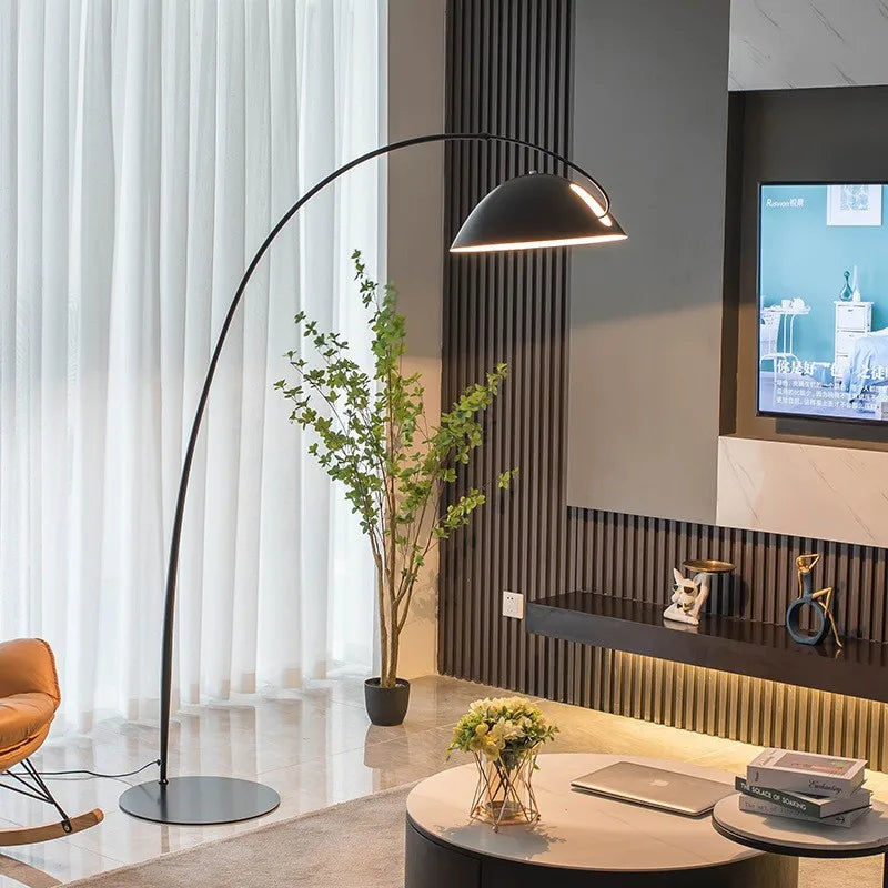 Axyaa Matte Black Fishing Floor Lamp for Luxury Living Room Lighting