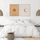 Axyaa Geometric Sun Moon Stars Canvas Print for Modern Bohemian Nursery Wall Art