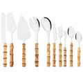 Axyaa 10pcs Bamboo Handle Cutlery Set Stainless Steel Kitchen Tableware