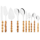 Axyaa 10pcs Bamboo Handle Cutlery Set Stainless Steel Kitchen Tableware