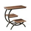 Axyaa Industrial 3-Tier C-Shaped End Table with Storage Shelves