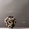 Axyaa Geometric Circles Ceramic Vase: Hand-drawn Flower Arrangement Pot