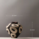 Axyaa Geometric Circles Ceramic Vase: Hand-drawn Flower Arrangement Pot