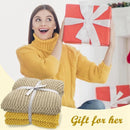Axyaa Khaki Knitted Throw Blanket with Tassels – Cozy Textured Chunky Farmhouse Style