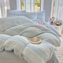 Axyaa Milk Fleece Bed 4-Piece Set, Coral Fleece Mattress, Double Quilt Cover, Bed Sheet