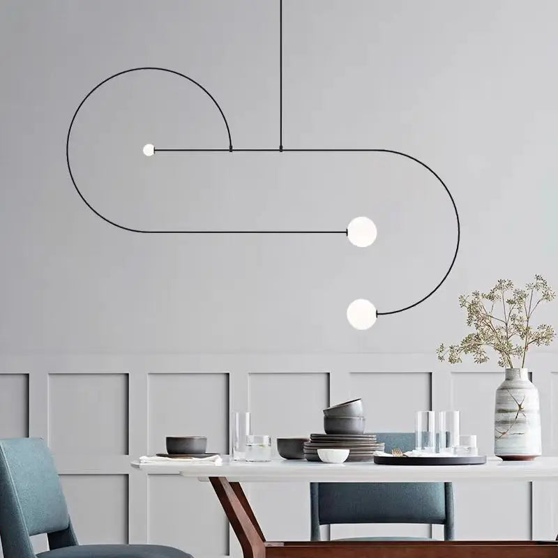 Axyaa Minimalist Geometric Iron Chandelier in Black and Gold