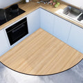 Axyaa Wood Grain Kitchen Carpet Fan-shaped Non-slip Rug Brown PVC Floor Mat