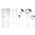 Axyaa Stainless Steel Western Flatware Set White Silver Tableware 24Pcs