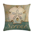 Axyaa Marine Life Linen Pillowcase: Fashion Conch Starfish Shell Sofa Decor Cover