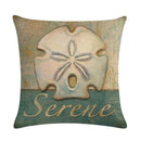 Axyaa Marine Life Linen Pillowcase: Fashion Conch Starfish Shell Sofa Decor Cover