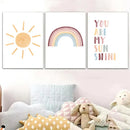 Nordic Rainbow Sun Wall Art Poster for Baby Kids Room by Axyaa