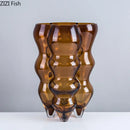 Axyaa Brown Glass Vase Hydroponics Modern Design Floral Decor Vase
